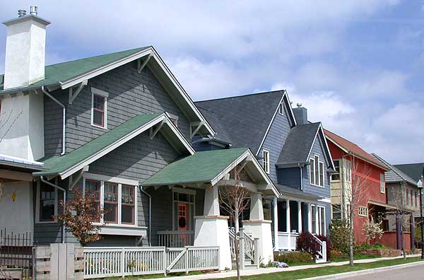 Row of homes in multiple colors